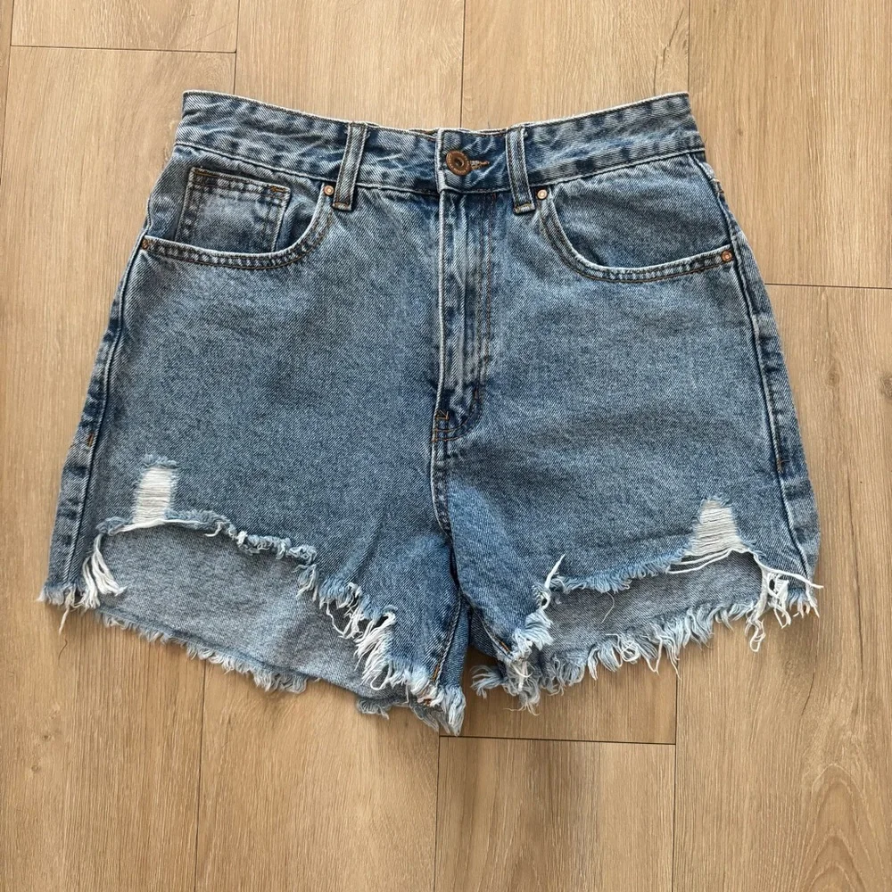 High Rise Ripped Jean Shorts - Picture 3 of 6